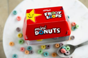 Froot Loops mini donuts with a spoon